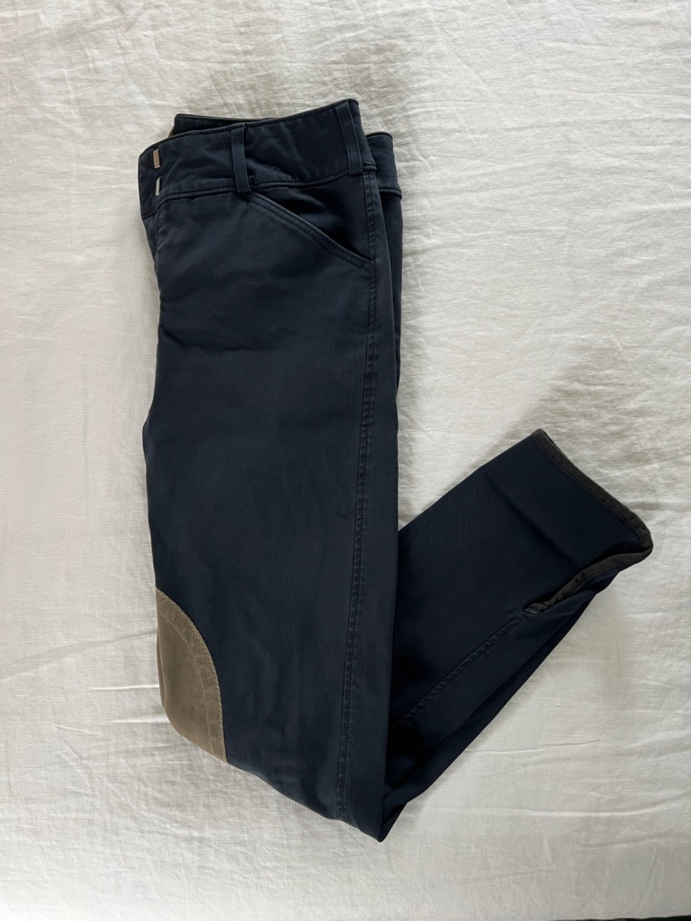 Tailored Sportsman 1967 low rise, front zip, riding breeches. Black & Blue 26R